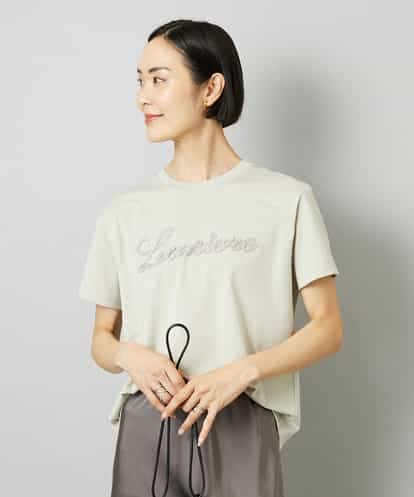 FMKHD04160 MICHEL KLEIN メタリックチェーンテープ刺繍ロゴＴシャツ