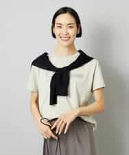 FMKHD04160 MICHEL KLEIN(ミッシェルクラン) メタリックチェーンテープ刺繍ロゴＴシャツ ライトグレー