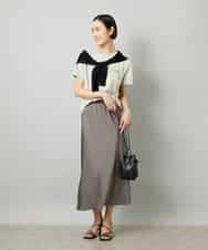 FMKHD04160 MICHEL KLEIN(ミッシェルクラン) メタリックチェーンテープ刺繍ロゴＴシャツ ライトグレー