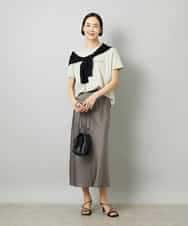 FMKHD04160 MICHEL KLEIN(ミッシェルクラン) メタリックチェーンテープ刺繍ロゴＴシャツ ライトグレー