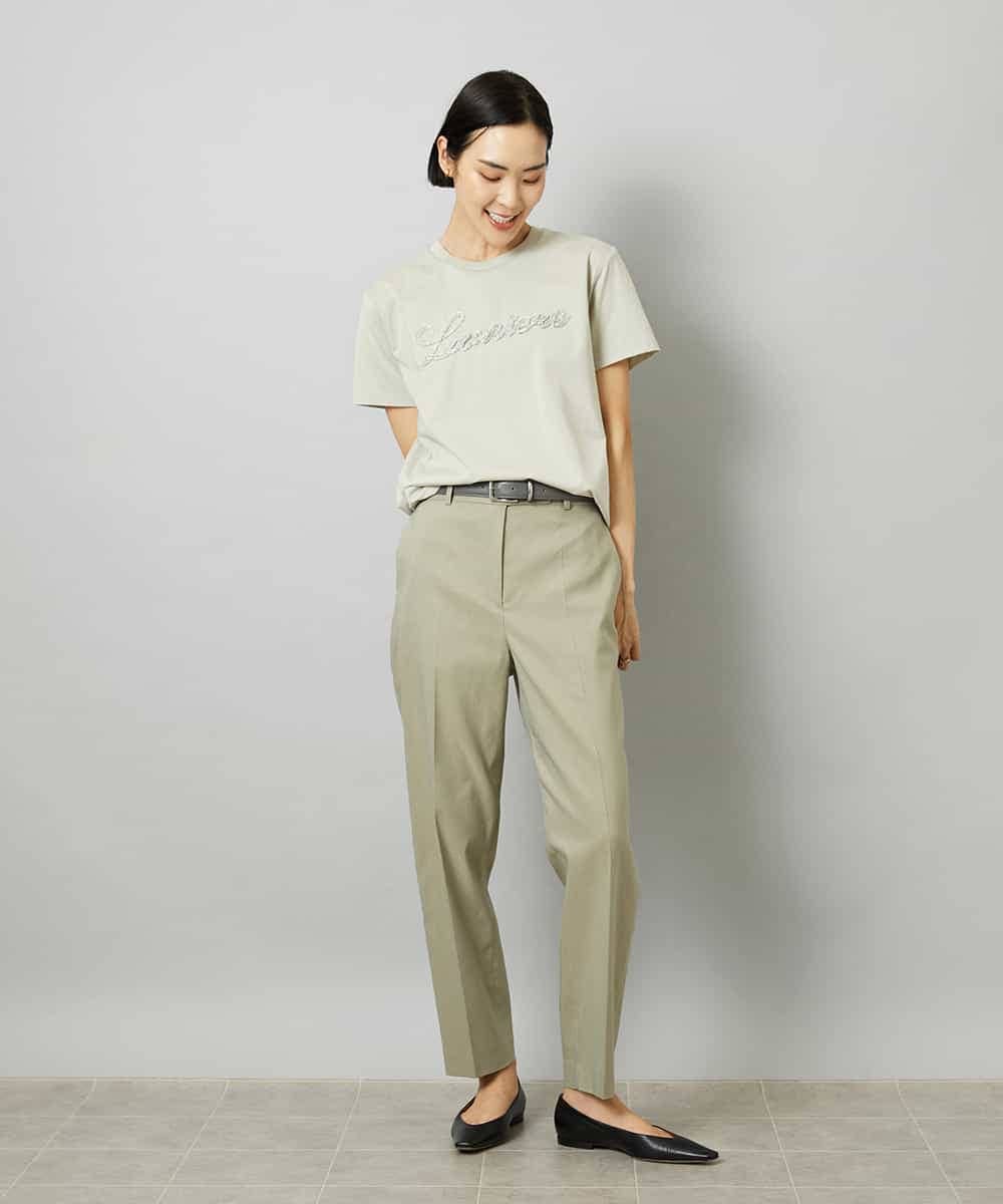 FMKHD04160 MICHEL KLEIN(ミッシェルクラン) メタリックチェーンテープ刺繍ロゴＴシャツ ライトグレー