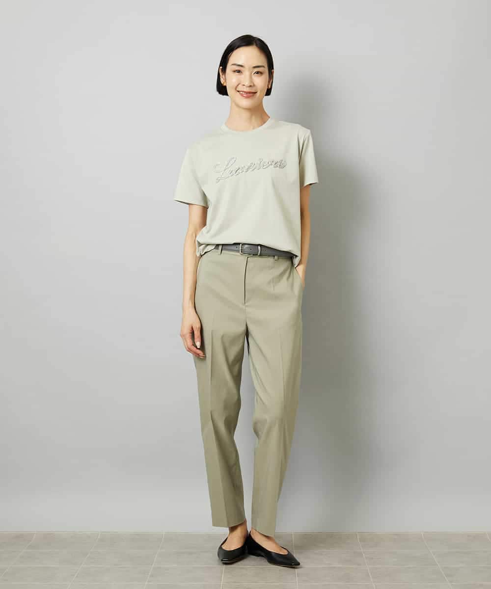 FMKHD04160 MICHEL KLEIN(ミッシェルクラン) メタリックチェーンテープ刺繍ロゴＴシャツ ライトグレー