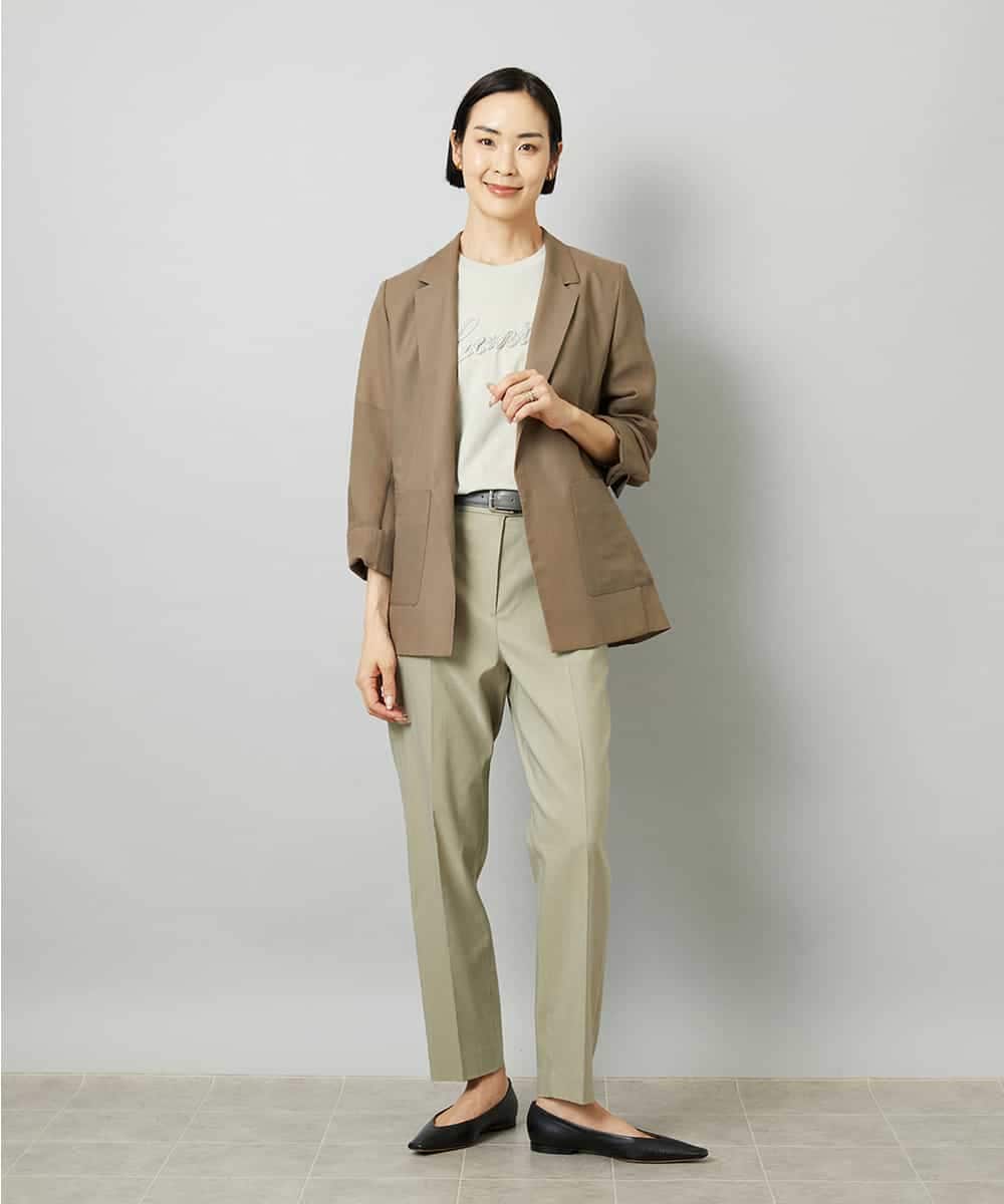FMKHD04160 MICHEL KLEIN(ミッシェルクラン) メタリックチェーンテープ刺繍ロゴＴシャツ ライトグレー
