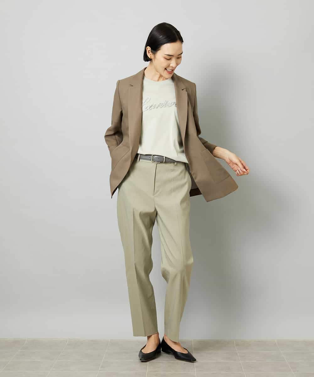 FMKHD04160 MICHEL KLEIN(ミッシェルクラン) メタリックチェーンテープ刺繍ロゴＴシャツ ライトグレー