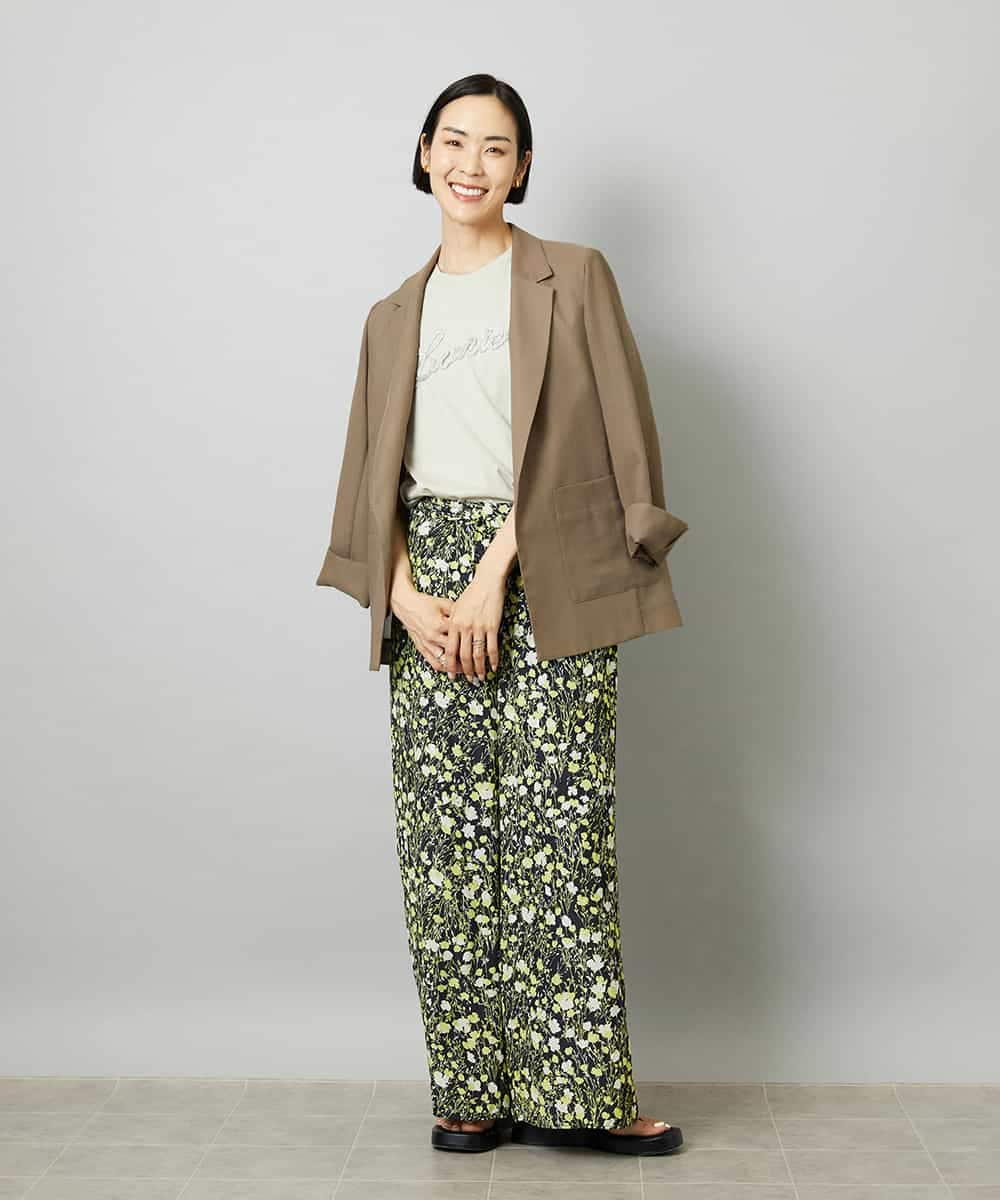 FMKHD04160 MICHEL KLEIN(ミッシェルクラン) メタリックチェーンテープ刺繍ロゴＴシャツ ライトグレー