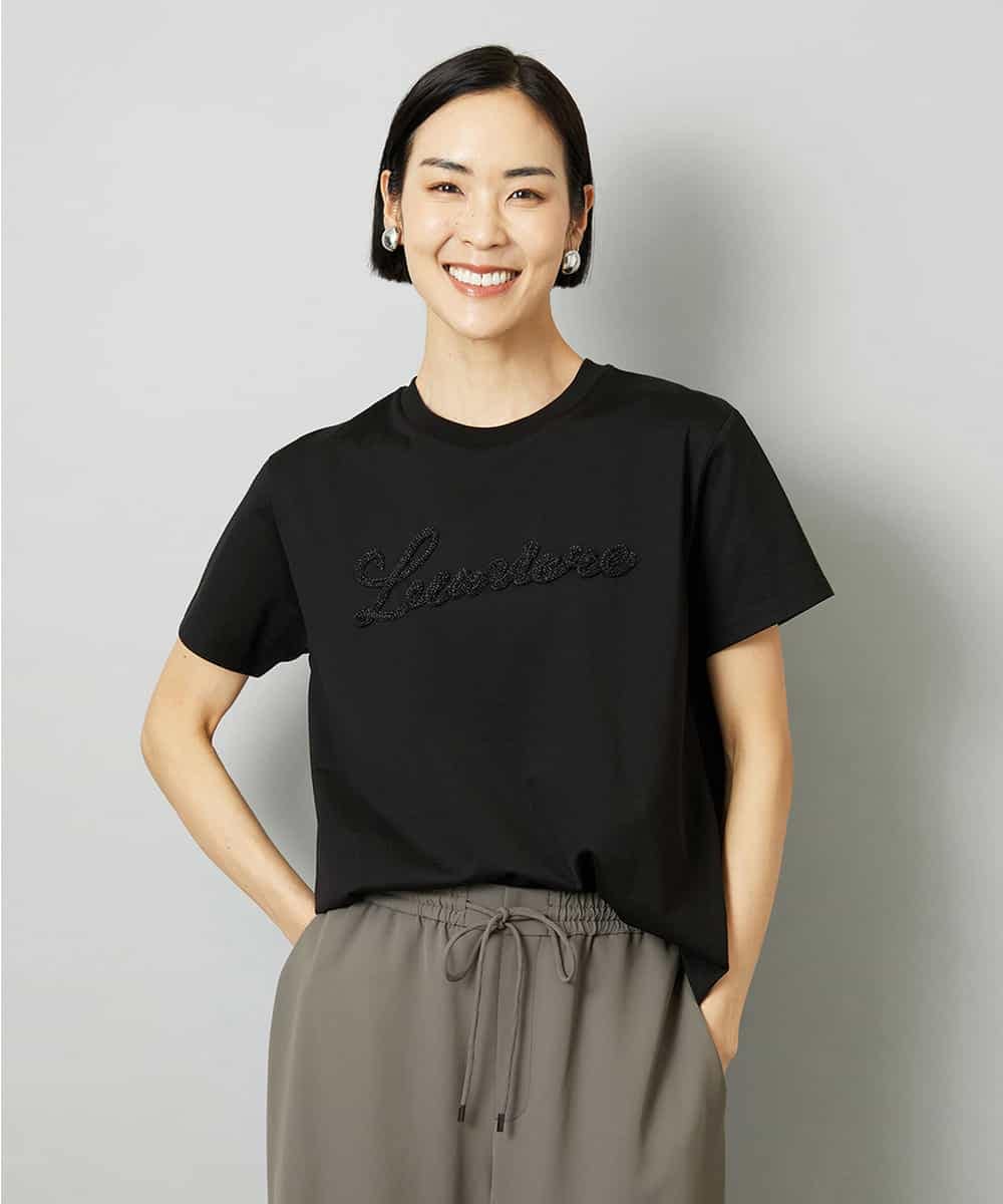 FMKHD04160 MICHEL KLEIN(ミッシェルクラン) メタリックチェーンテープ刺繍ロゴＴシャツ ライトグレー