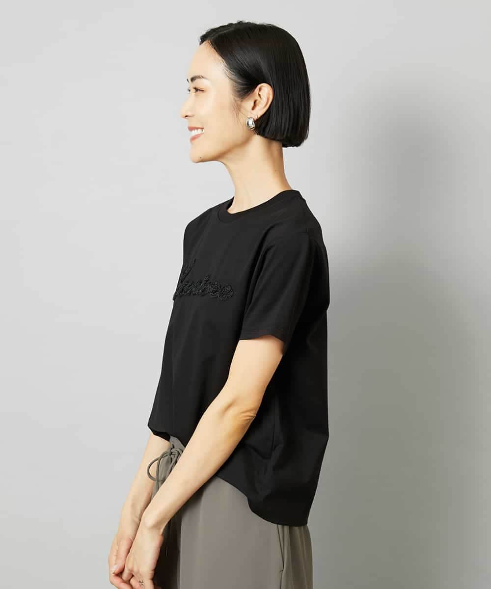 FMKHD04160 MICHEL KLEIN(ミッシェルクラン) メタリックチェーンテープ刺繍ロゴＴシャツ ライトグレー