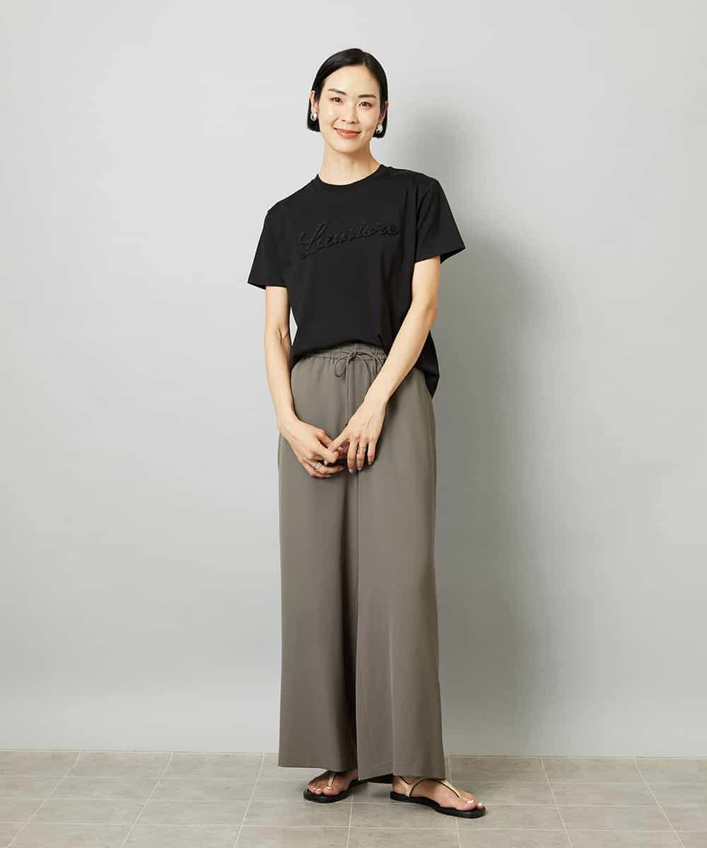 FMKHD04160 MICHEL KLEIN(ミッシェルクラン) メタリックチェーンテープ刺繍ロゴＴシャツ ライトグレー