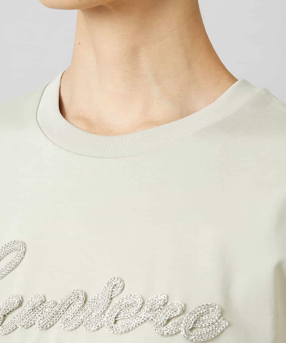 FMKHD04160 MICHEL KLEIN(ミッシェルクラン) メタリックチェーンテープ刺繍ロゴＴシャツ ライトグレー