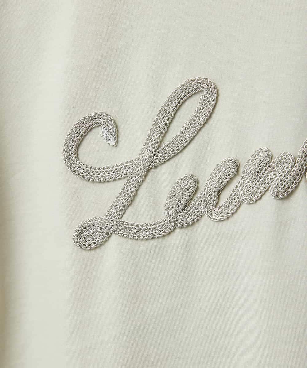 FMKHD04160 MICHEL KLEIN(ミッシェルクラン) メタリックチェーンテープ刺繍ロゴＴシャツ ライトグレー