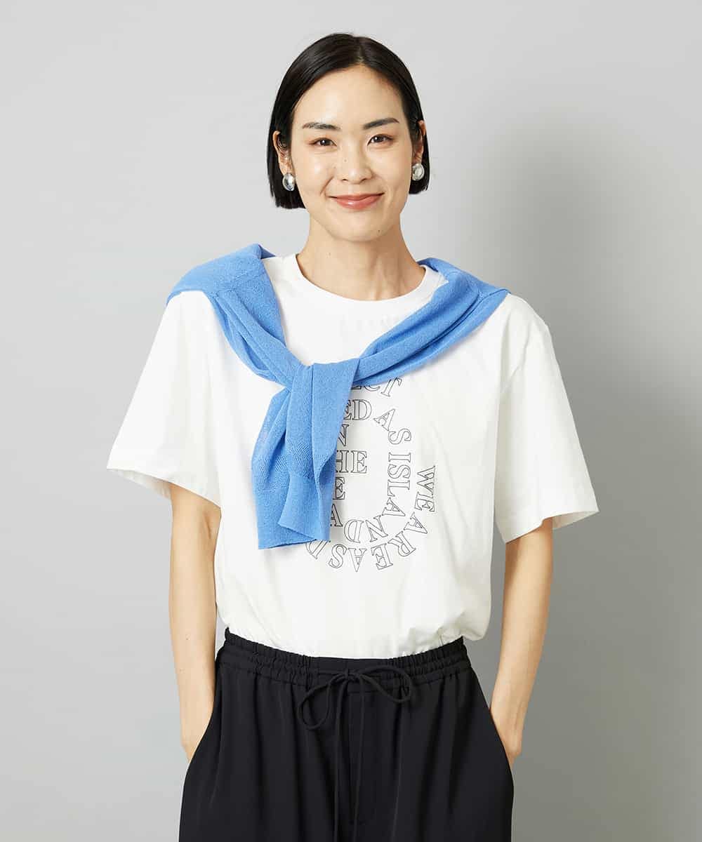 FMKHE05130 MICHEL KLEIN(ミッシェルクラン) 透明箔プリントTシャツ ホワイト