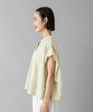 FMKHE25180 MICHEL KLEIN(ミッシェルクラン) ストライプダブルポケットブラウソー ライトイエロー