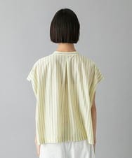 FMKHE25180 MICHEL KLEIN(ミッシェルクラン) ストライプダブルポケットブラウソー ライトイエロー
