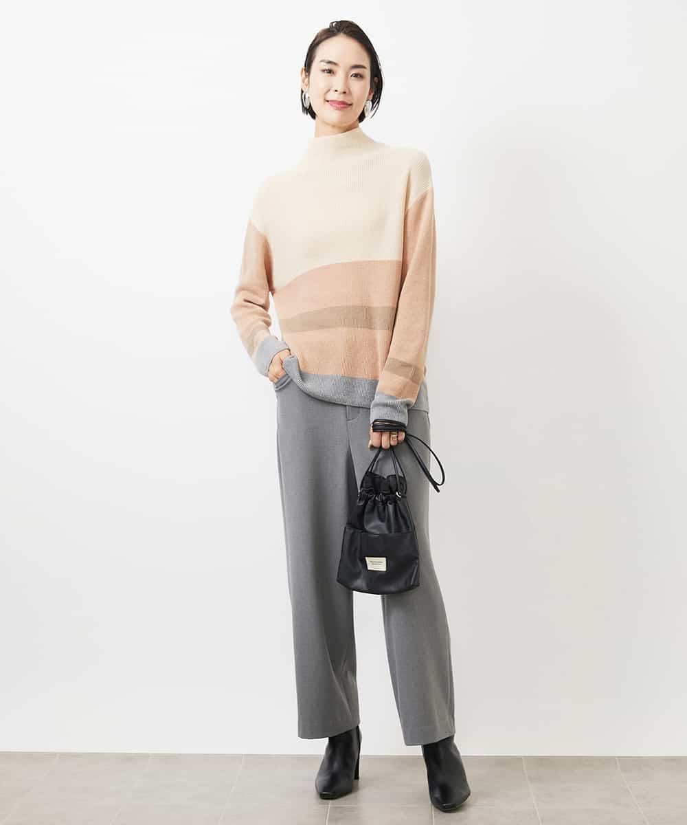 FMLAA30180 MICHEL KLEIN(ミッシェルクラン) ［定番人気/新色追加］裏起毛ワイドクロップドパンツ(機能素材) ブラウン