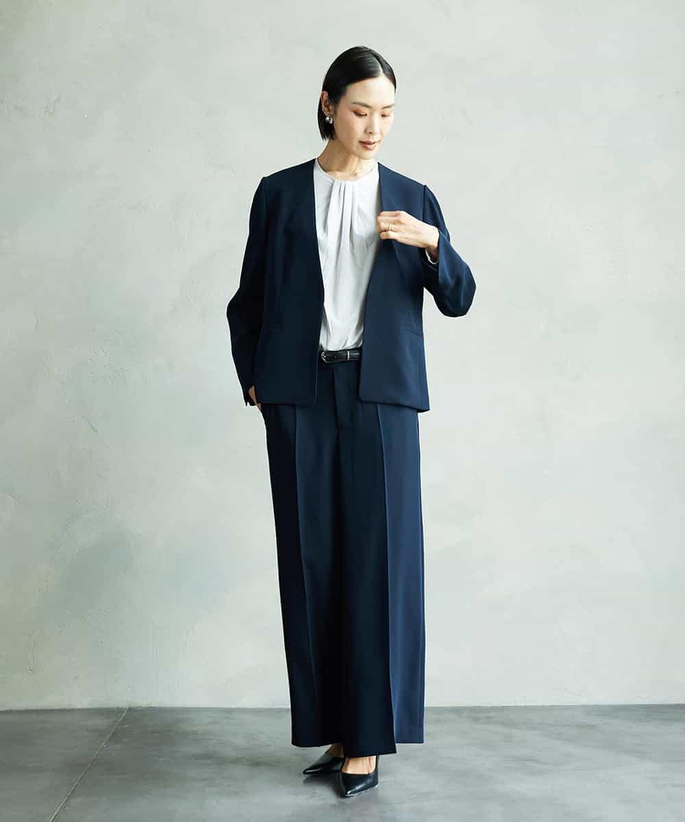 FMLAD25250 MICHEL KLEIN(ミッシェルクラン) [セットアップ対応]ワイドパンツ ネイビー