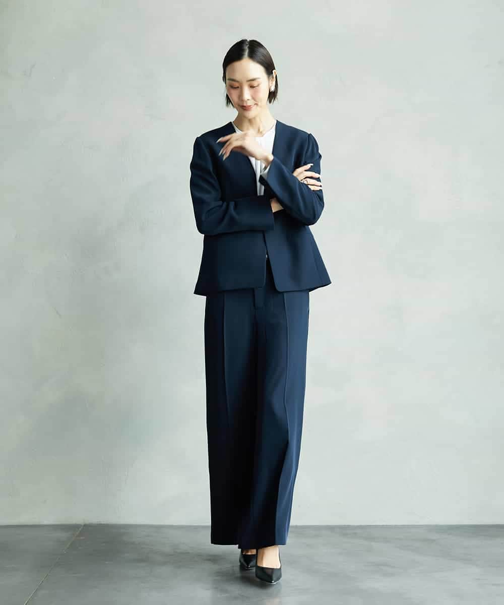 FMLAD25250 MICHEL KLEIN(ミッシェルクラン) [セットアップ対応]ワイドパンツ ネイビー