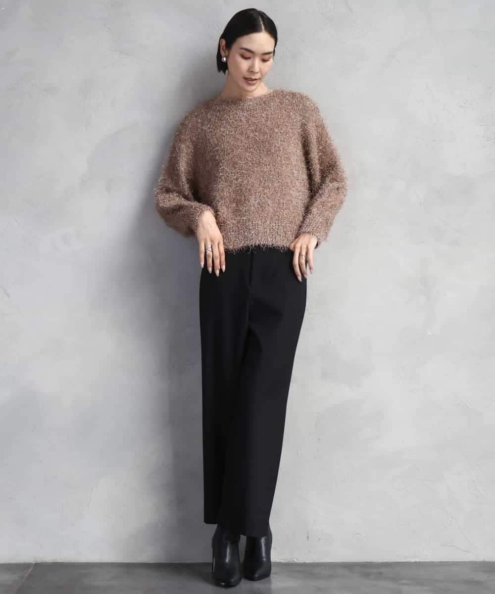 FMLAD30180 MICHEL KLEIN(ミッシェルクラン) ［定番人気/新色追加］裏起毛ワイドクロップドパンツ(機能素材) ベージュ