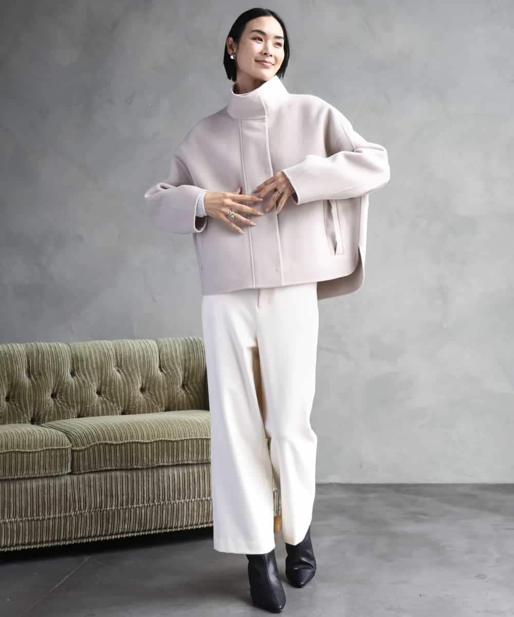 FMLAD30180 MICHEL KLEIN(ミッシェルクラン) ［定番人気/新色追加］裏起毛ワイドクロップドパンツ(機能素材) ベージュ