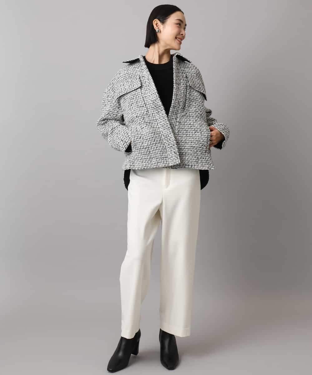FMLAD30180 MICHEL KLEIN(ミッシェルクラン) ［定番人気/新色追加］裏起毛ワイドクロップドパンツ(機能素材) ベージュ