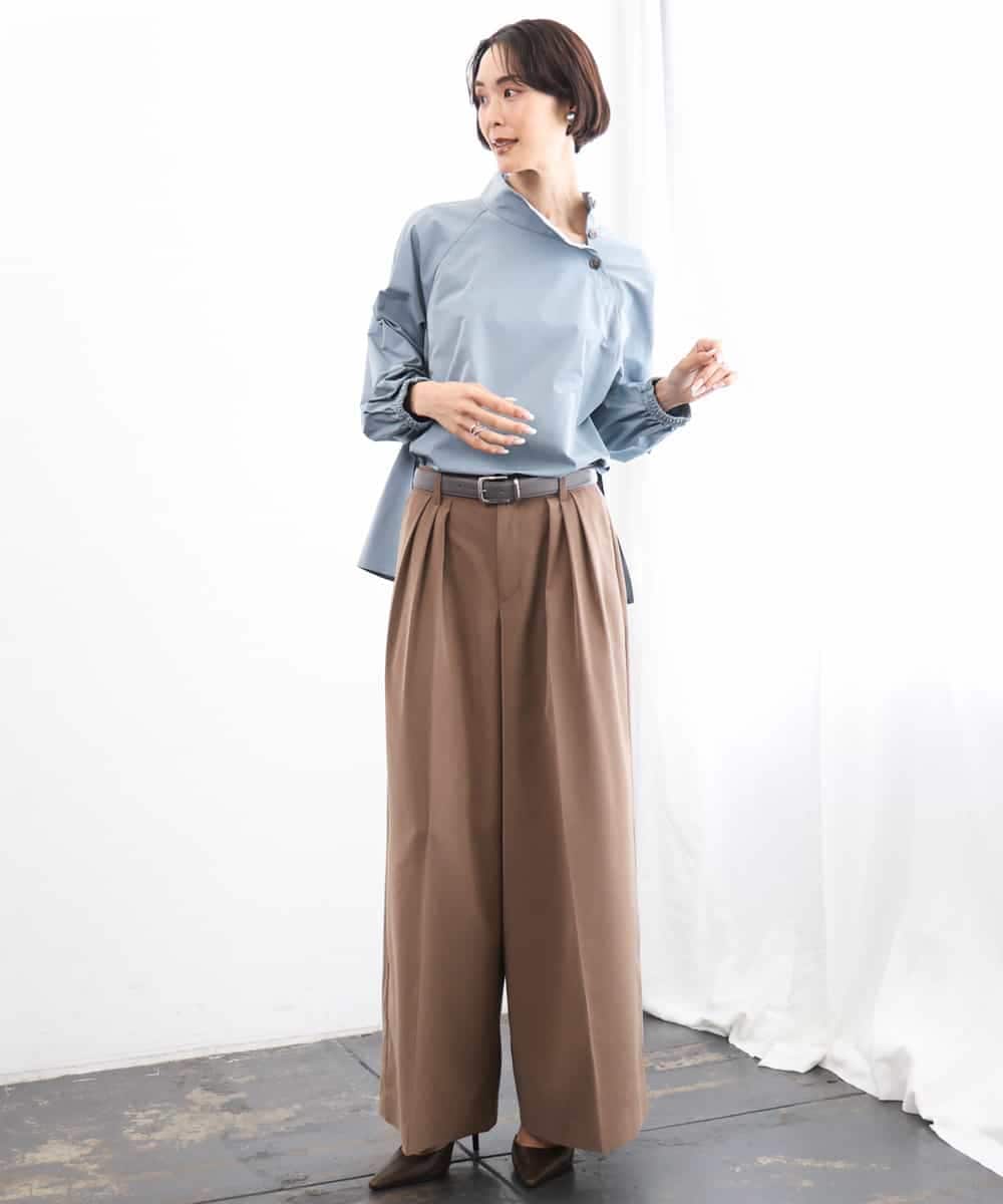 FMLAG02260 MICHEL KLEIN(ミッシェルクラン) 微起毛ワイドパンツ ダークキャメル