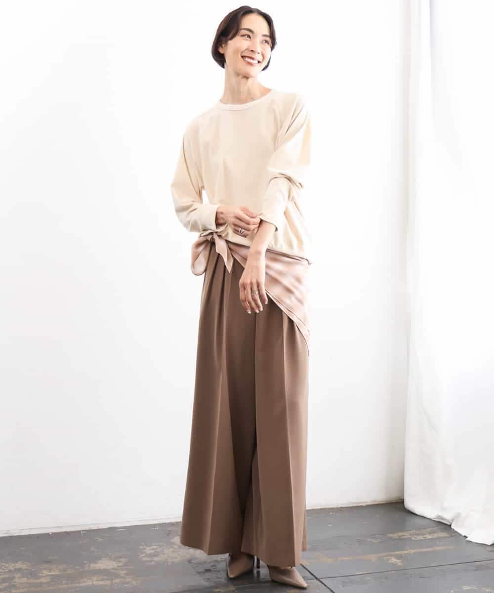 FMLAG02260 MICHEL KLEIN(ミッシェルクラン) 微起毛ワイドパンツ ダークキャメル