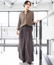 FMLAG02260 MICHEL KLEIN(ミッシェルクラン) 微起毛ワイドパンツ ダークキャメル