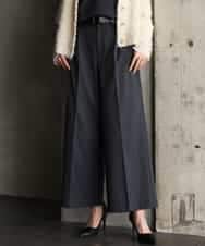 FMLAG21260 MICHEL KLEIN(ミッシェルクラン) [セットアップ対応]ラメストライプワイドパンツ ネイビー