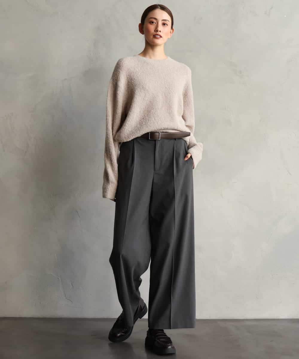 FMLAG21260 MICHEL KLEIN(ミッシェルクラン) [セットアップ対応]ラメストライプワイドパンツ ネイビー