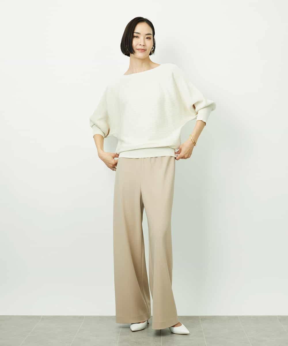 FMLDD02220 MICHEL KLEIN(ミッシェルクラン) [リラックスボトム]シームレスワイドパンツ ベージュ