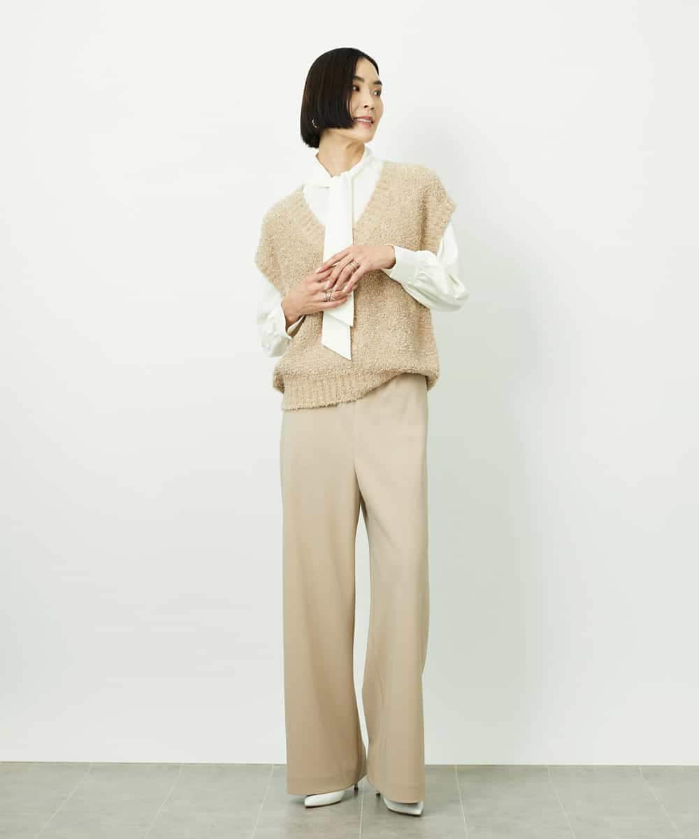 FMLDD02220 MICHEL KLEIN(ミッシェルクラン) [リラックスボトム]シームレスワイドパンツ ベージュ