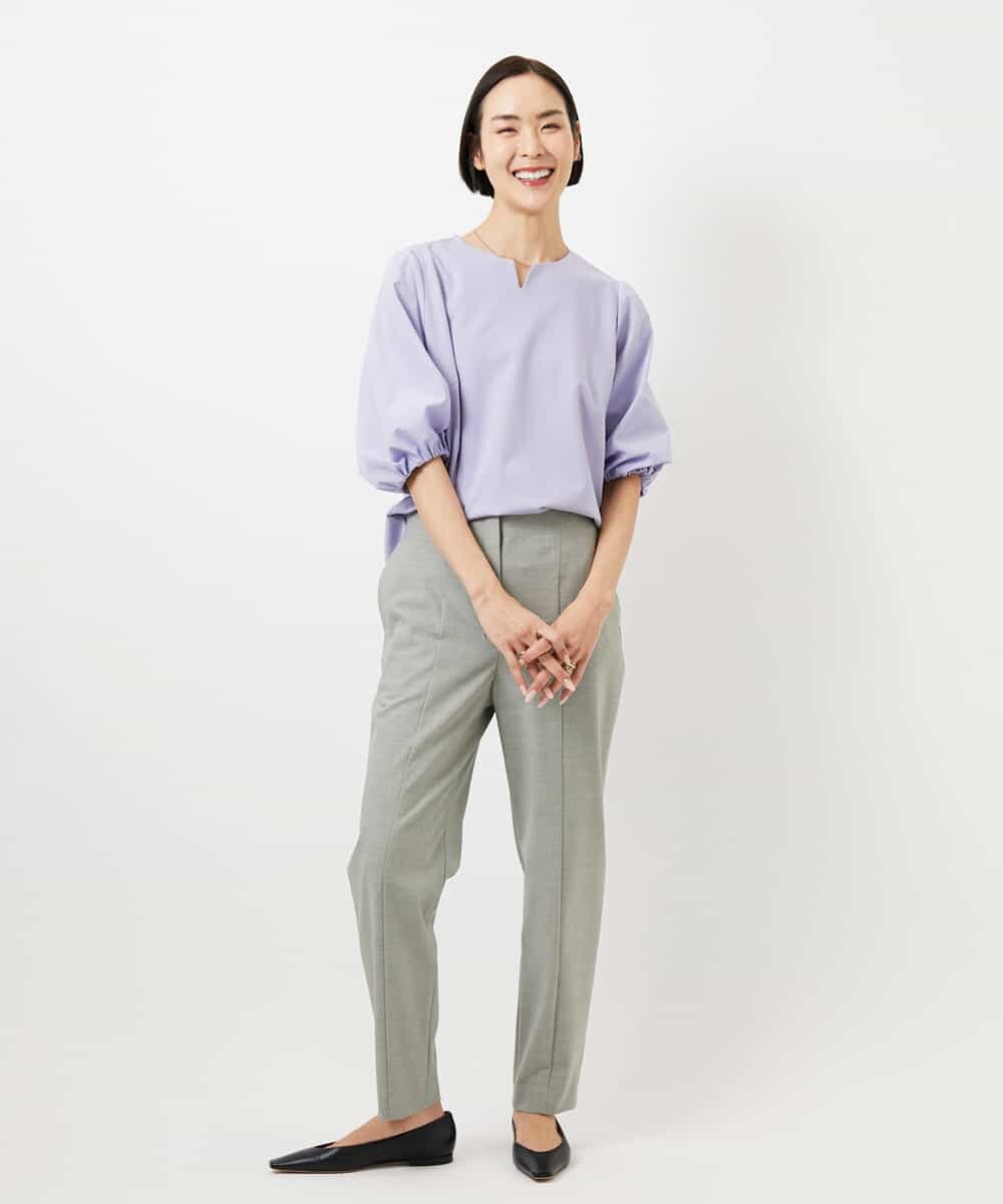 FMLDD10270 MICHEL KLEIN(ミッシェルクラン) [2WAYストレッチ]テーパードパンツ ライトグレー
