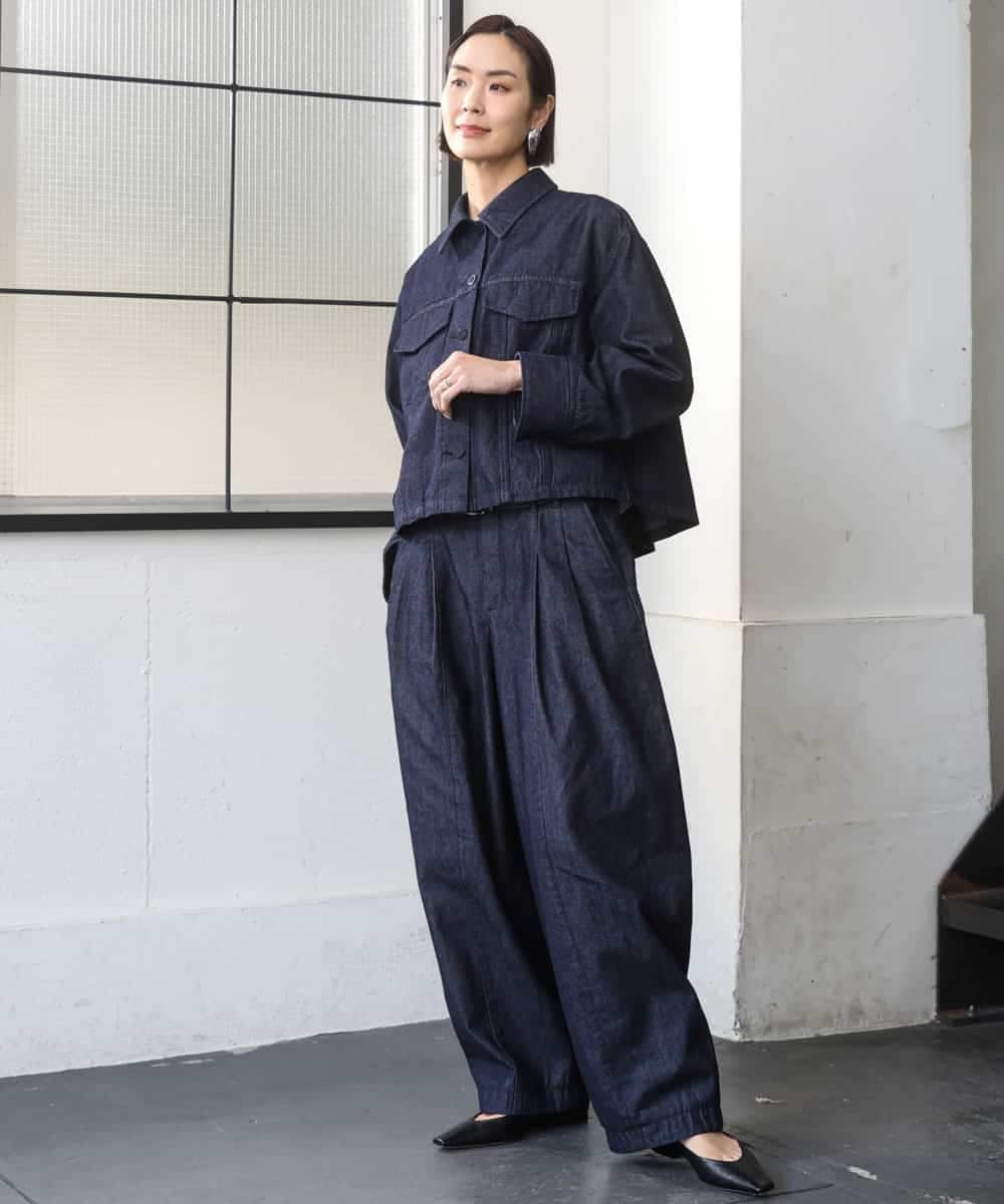 FMLGD01450 MICHEL KLEIN(ミッシェルクラン) [セットアップ対応]デニムバレルパンツ ネイビー