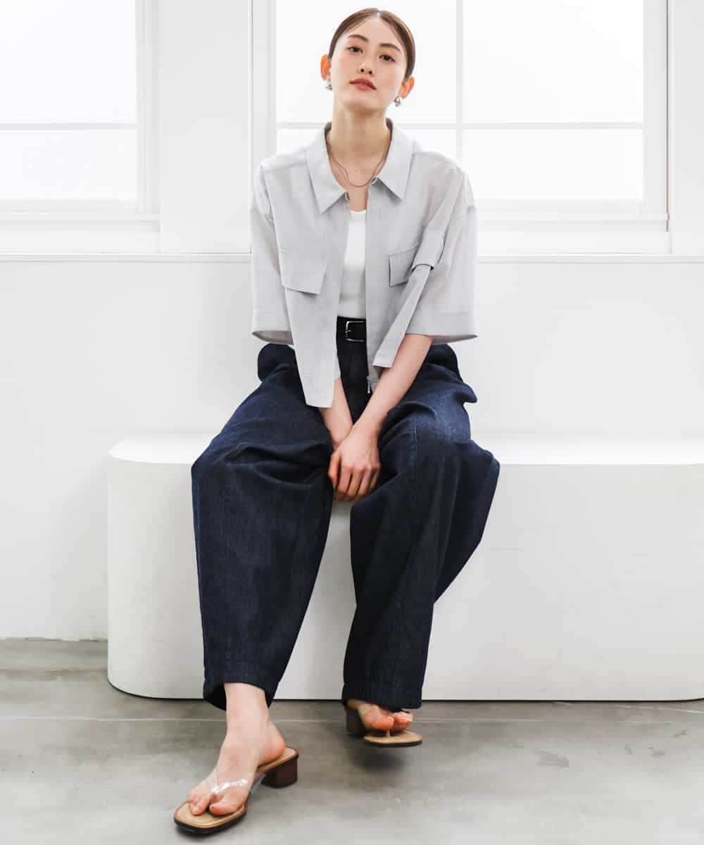 FMLGD01450 MICHEL KLEIN(ミッシェルクラン) [セットアップ対応]デニムバレルパンツ ネイビー