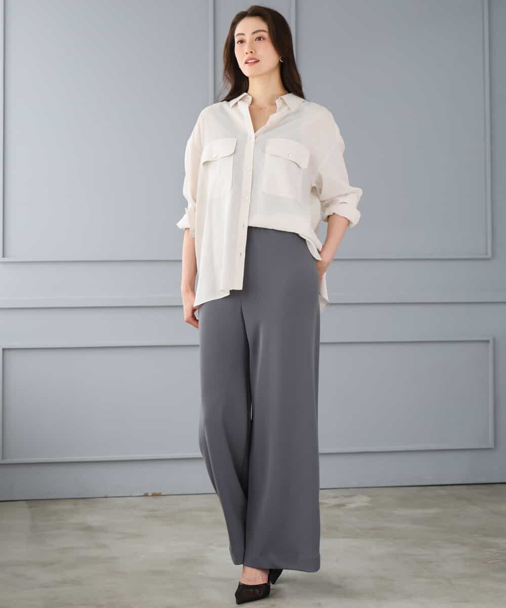 FMLGD04220 MICHEL KLEIN(ミッシェルクラン) [リラックスボトム]シームレスワイドパンツ ダークグレー