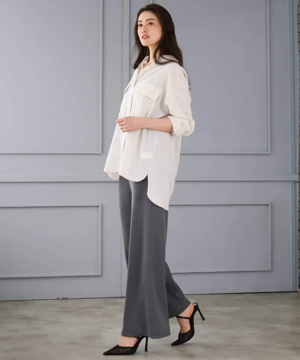 FMLGD04220 MICHEL KLEIN(ミッシェルクラン) [リラックスボトム]シームレスワイドパンツ ダークグレー
