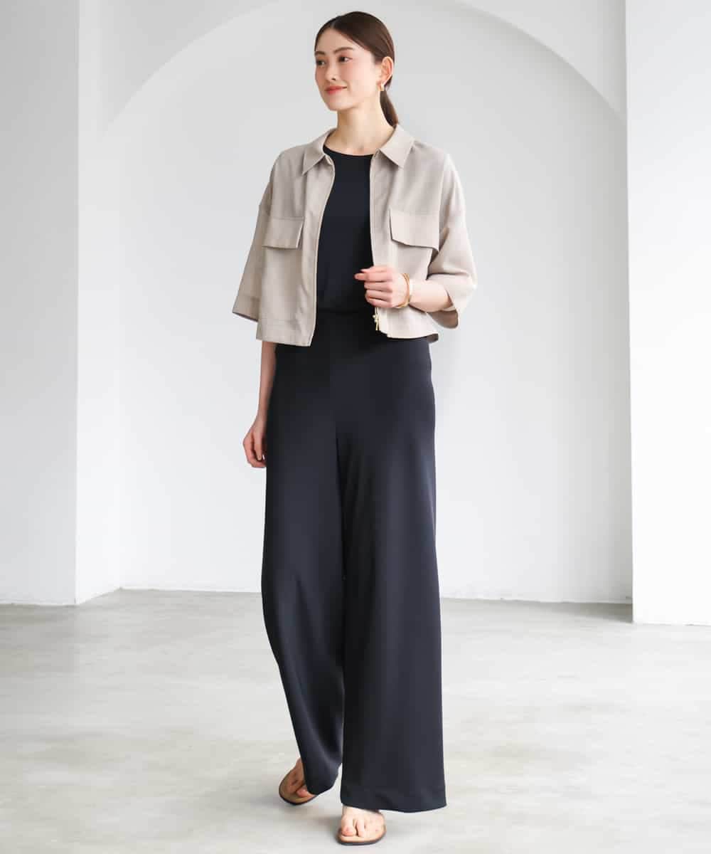 FMLGD04220 MICHEL KLEIN(ミッシェルクラン) [リラックスボトム]シームレスワイドパンツ ダークグレー