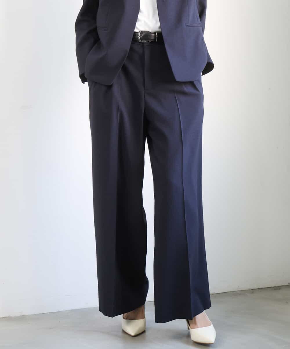 FMLGD05290 MICHEL KLEIN(ミッシェルクラン) [セットアップ対応]ツイードライク ワイドパンツ ベージュ