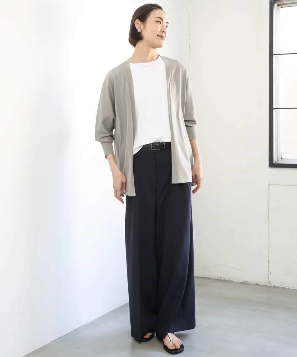 FMLGD05290 MICHEL KLEIN(ミッシェルクラン) [セットアップ対応]ツイードライク ワイドパンツ ベージュ