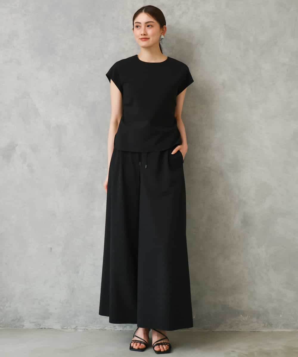 FMLGD13280 MICHEL KLEIN(ミッシェルクラン) [セットアップ対応/リラックスボトム]ドローストリングワイドパンツ ブラック