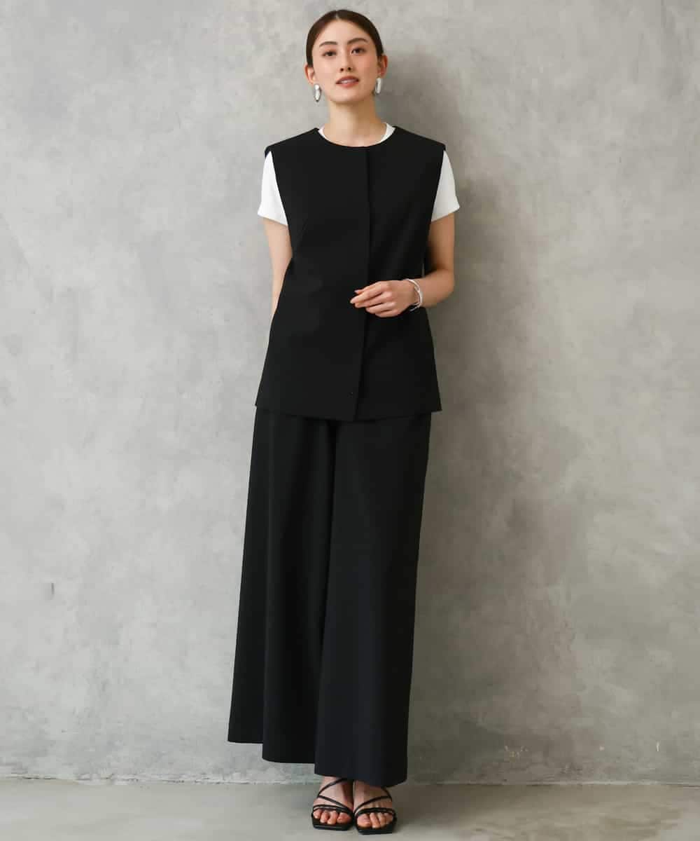 FMLGD13280 MICHEL KLEIN(ミッシェルクラン) [セットアップ対応/リラックスボトム]ドローストリングワイドパンツ ブラック