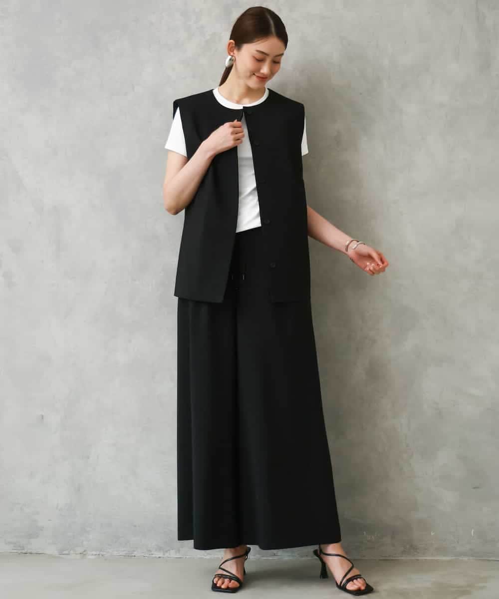 FMLGD13280 MICHEL KLEIN(ミッシェルクラン) [セットアップ対応/リラックスボトム]ドローストリングワイドパンツ ブラック