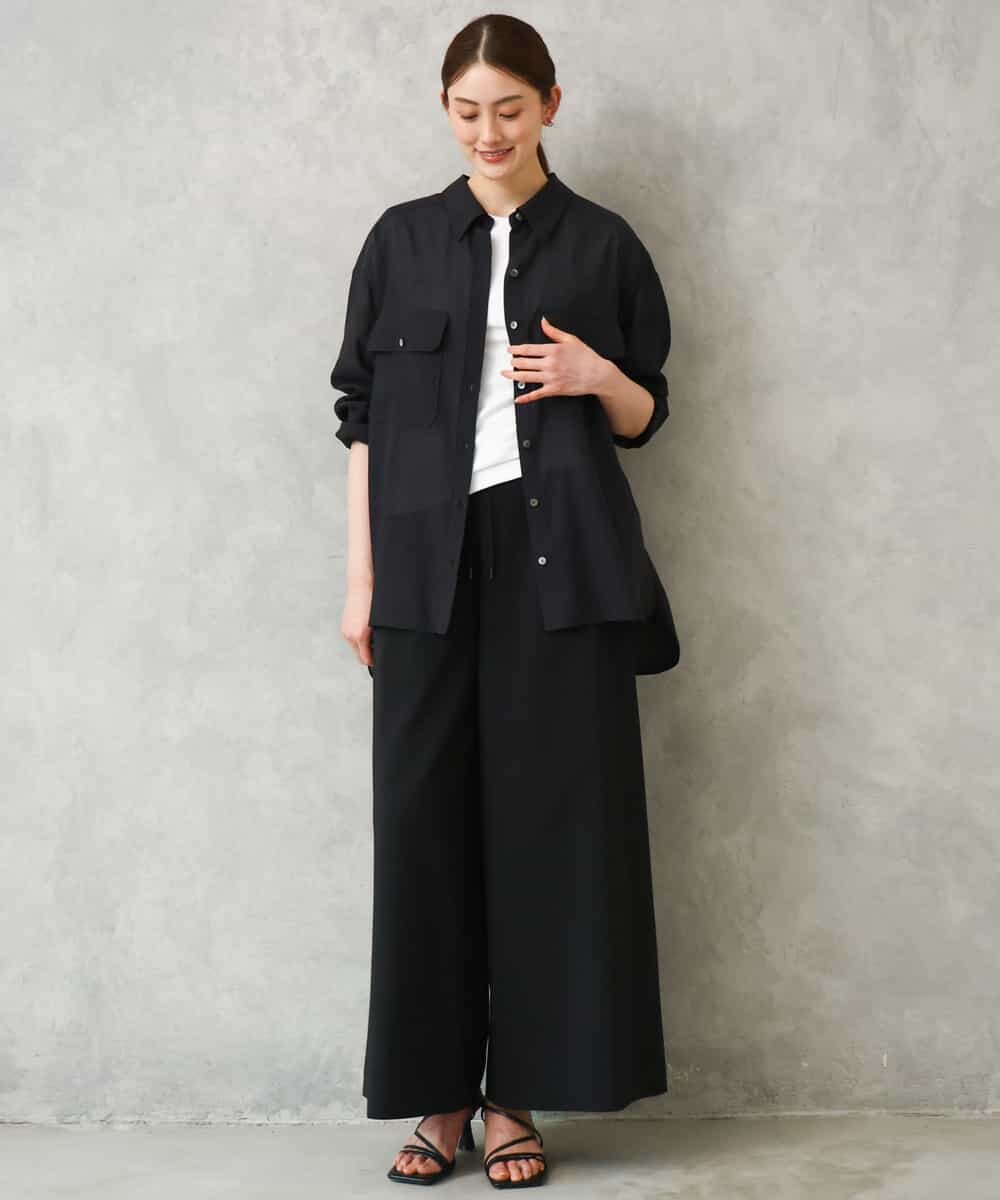 FMLGD13280 MICHEL KLEIN(ミッシェルクラン) [セットアップ対応/リラックスボトム]ドローストリングワイドパンツ ブラック