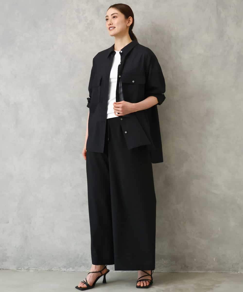 FMLGD13280 MICHEL KLEIN(ミッシェルクラン) [セットアップ対応/リラックスボトム]ドローストリングワイドパンツ ブラック