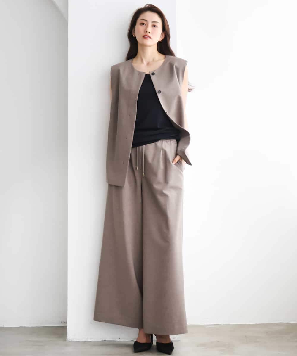 FMLGD13280 MICHEL KLEIN(ミッシェルクラン) [セットアップ対応/リラックスボトム]ドローストリングワイドパンツ ブラック