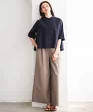 FMLGD13280 MICHEL KLEIN(ミッシェルクラン) [セットアップ対応/リラックスボトム]ドローストリングワイドパンツ ブラック