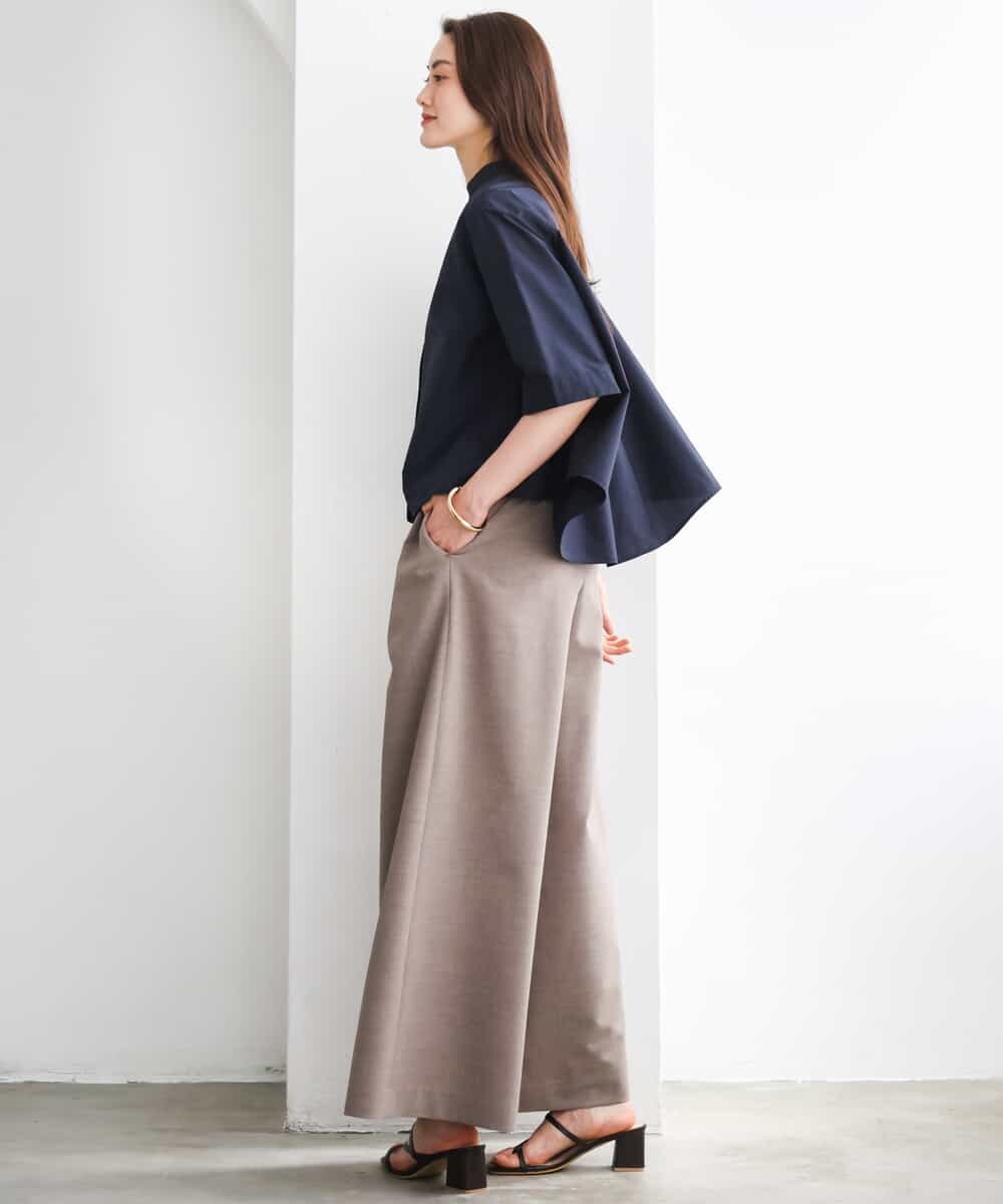 FMLGD13280 MICHEL KLEIN(ミッシェルクラン) [セットアップ対応/リラックスボトム]ドローストリングワイドパンツ ブラック