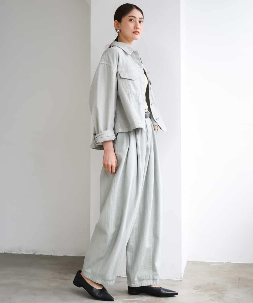 FMLGE01450 MICHEL KLEIN(ミッシェルクラン) [セットアップ対応]デニムバレルパンツ ライトグレー