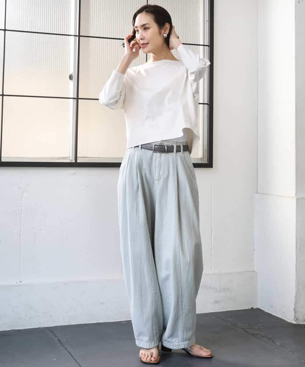 FMLGE01450 MICHEL KLEIN(ミッシェルクラン) [セットアップ対応]デニムバレルパンツ ライトグレー