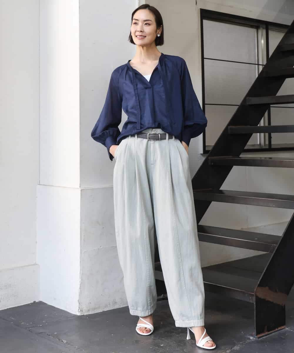 FMLGE01450 MICHEL KLEIN(ミッシェルクラン) [セットアップ対応]デニムバレルパンツ ライトグレー