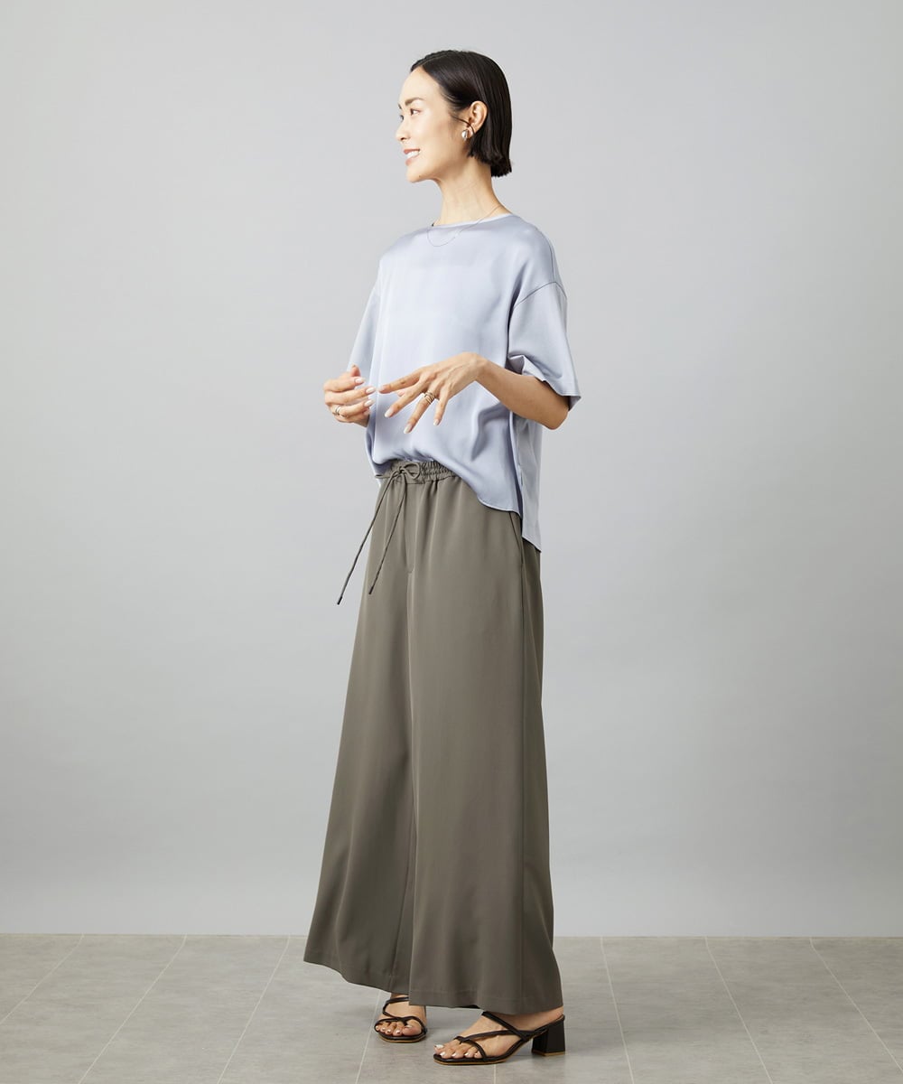 FMLHD02280 MICHEL KLEIN(ミッシェルクラン) [リラックスボトム]ドローストリング ワイドパンツ カーキ